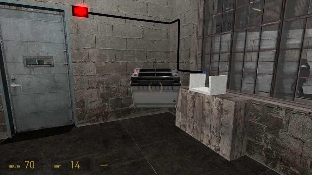 Black Site locked door and battery indicator